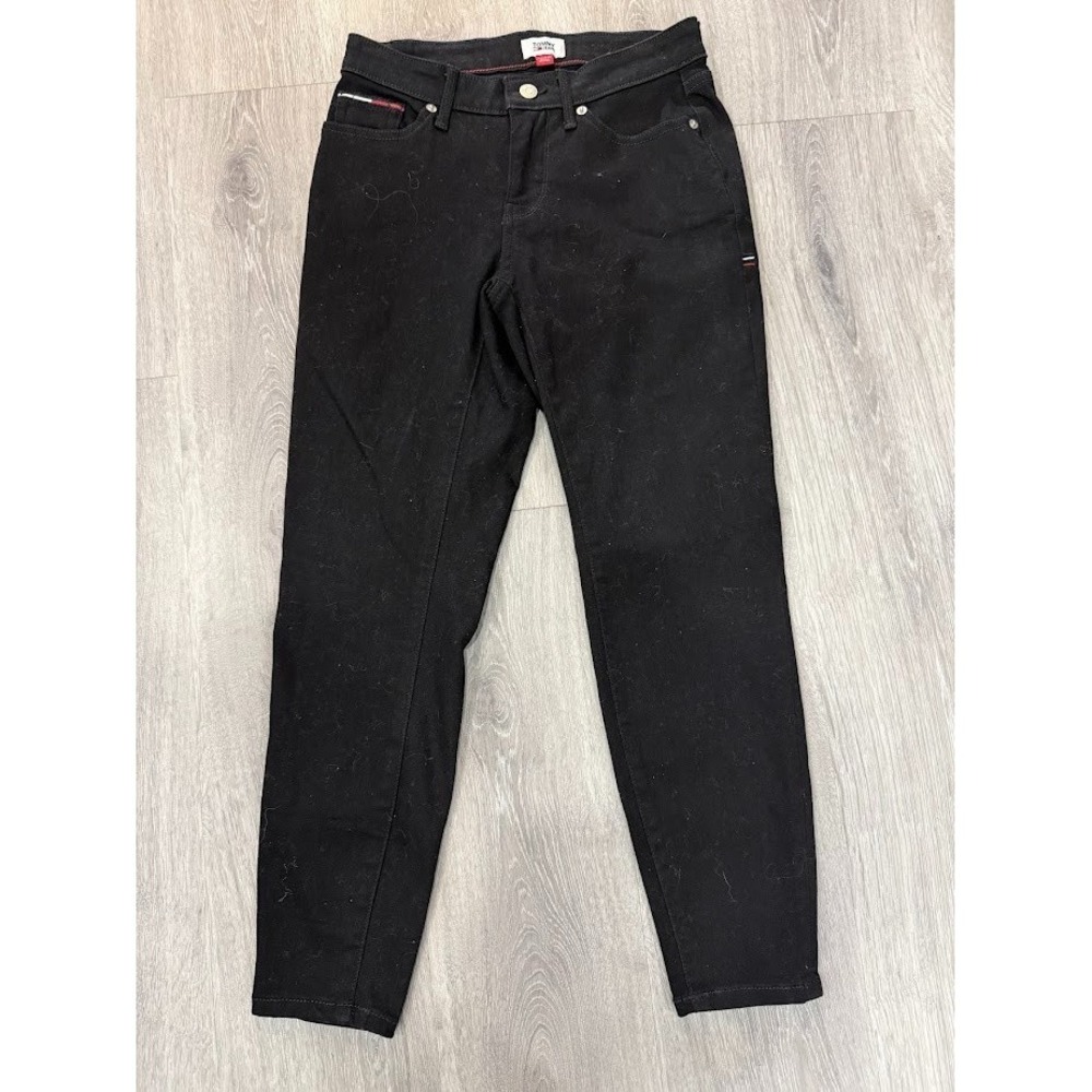 Tommy Jeans Skinny Curvy Cropped Black Denim Tommy Hilfiger Logo‎ Stretch 26x25